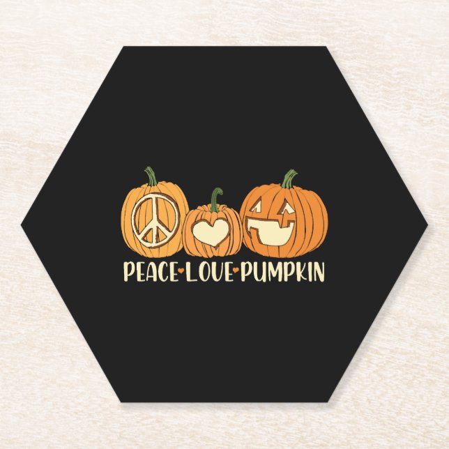 Peace Liebe Pumpkin Halloween Untersetzer (Vorderseite)
