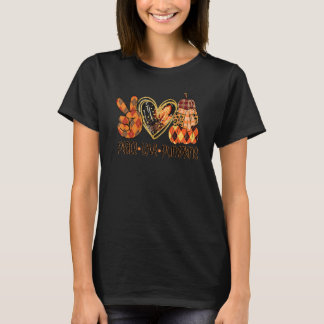Peace Liebe Pumpkins Leopard Orange Karierter Fall T-Shirt