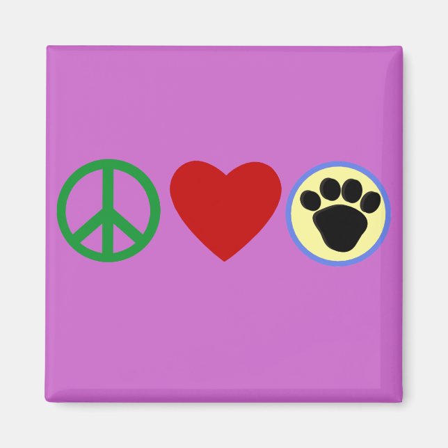 Peace Liebe Puppy Paws T Shirts, Geschenke Magnet (Vorne)
