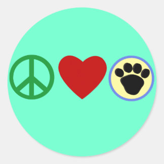 Peace Liebe Puppy Paws T Shirts, Geschenke Runder Aufkleber