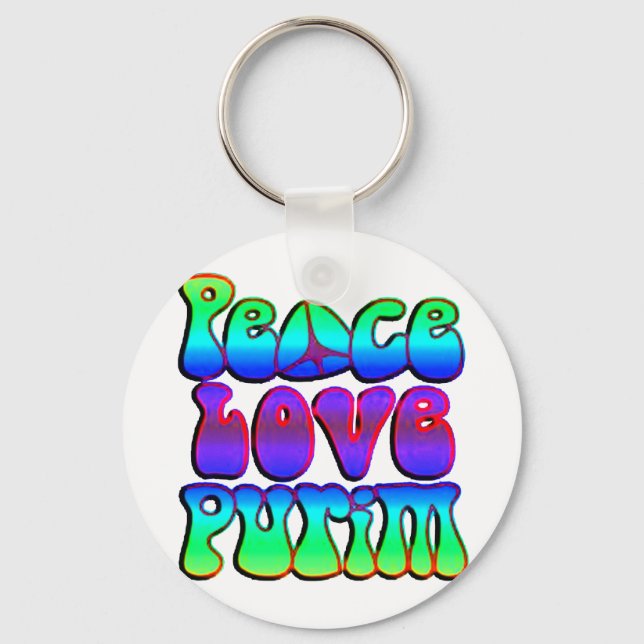 Peace Liebe Purim Schlüsselanhänger (Vorderseite)