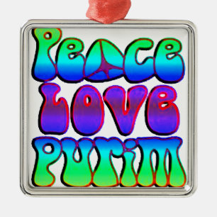 Peace Liebe Purim Silbernes Ornament