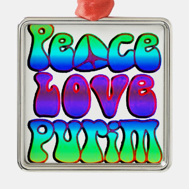 Peace Liebe Purim Silbernes Ornament (Vorne)