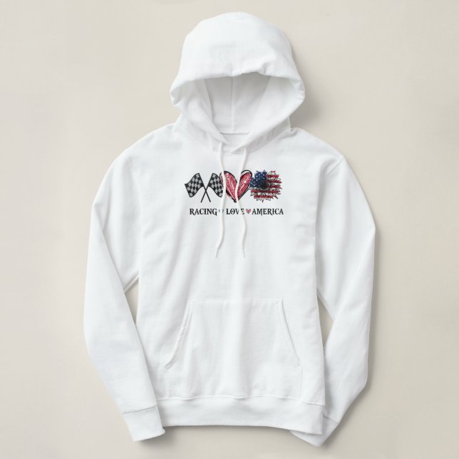 Peace Liebe Racing Flag America Racing Liebhaber Hoodie (Design vorne)