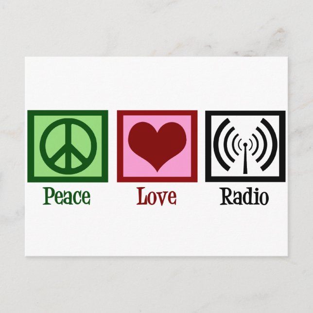 Peace Liebe Radio Postkarte (Vorderseite)