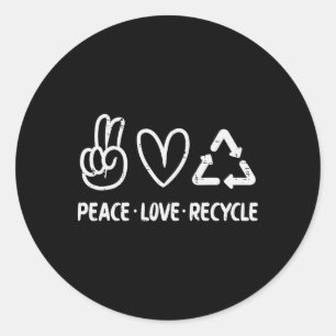 Peace Liebe Recycelte Earth Day Recycelnd Hippie M Runder Aufkleber