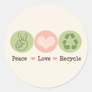 Peace Liebe Recycle Aufkleber Recycelnd