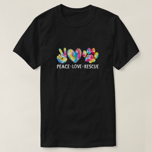 Peace Liebe Rescue Adoptier Hunde Katzen Tiere Fun T-Shirt (Design vorne)