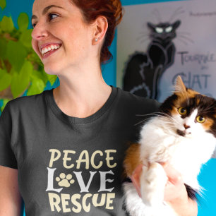 Peace Liebe Rescue Dog Cat Lover T-Shirt
