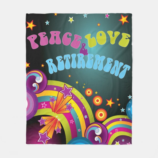 Peace Liebe & Retirement retro 70er art  Fleecedecke (Vorderseite)