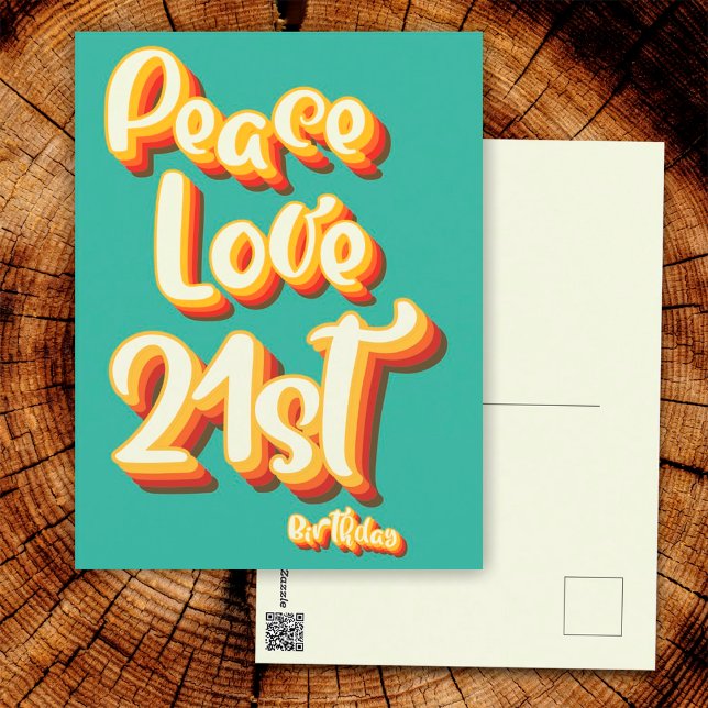 Peace Liebe Retro Groovy Sunset 21. Glückwunsch zu Postkarte (Front and Back)