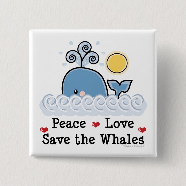 Peace Liebe Rette Whales-Taste Button (Vorderseite)