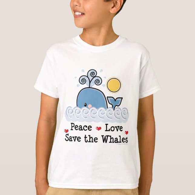 Peace Liebe Rettete The Whales Kids Sweatshirt T-Shirt (Vorderseite)