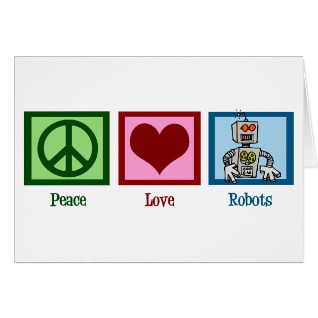 Peace Liebe Roboter Card (Vorderseite (Horizontal))