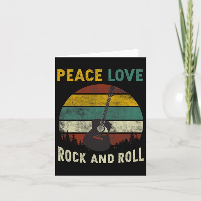 Peace Liebe Rock & amp: Roll Guitar Player Gitarri Karte (Vorderseite)