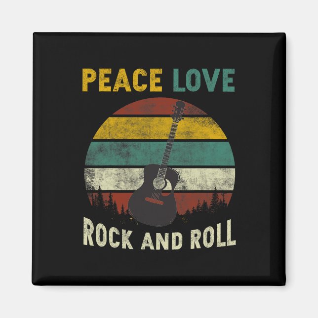 Peace Liebe Rock & amp: Roll Guitar Player Gitarri Magnet (Vorne)