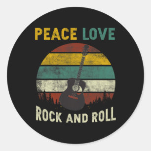 Peace Liebe Rock & amp: Roll Guitar Player Gitarri Runder Aufkleber