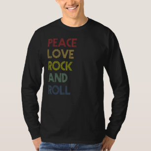 Peace Liebe Rock and Roll Distressed Rock Concert  T-Shirt