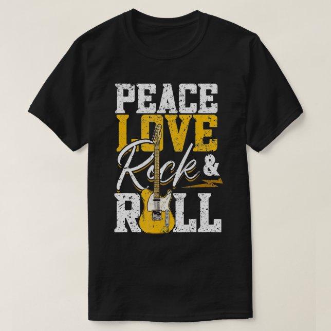 Peace Liebe Rock & Roll Electronic Rock Guitar  T-Shirt (Design vorne)