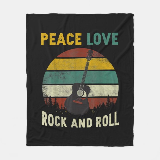 Peace Liebe & Rock & Roll Guitarist V Fleecedecke (Vorderseite)
