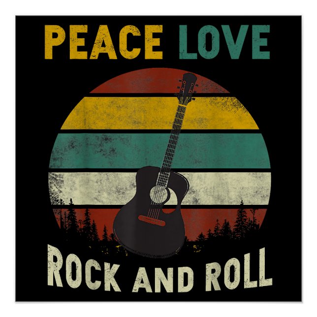 Peace Liebe & Rock & Roll Guitarist V Poster (Vorderseite)