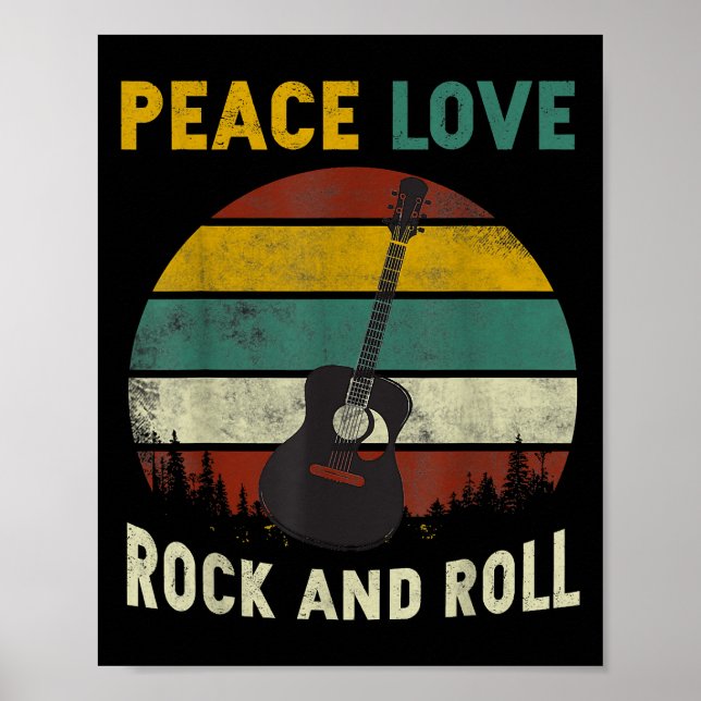 Peace Liebe & Rock & Roll Guitarist V Poster (Vorne)