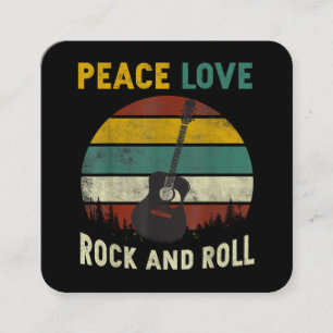 Peace Liebe & Rock & Roll Guitarist V Quadratische Visitenkarte