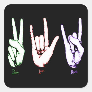 Peace Liebe Rock Sign Language Quadratischer Aufkleber