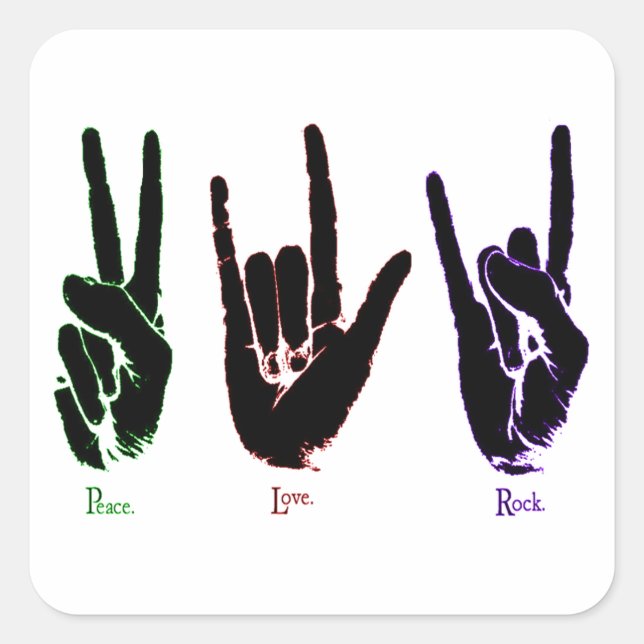 Peace Liebe Rock Sign Language Sticker (Vorderseite)