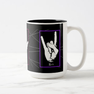 Peace Liebe Rock Signs Schwarze Tasse
