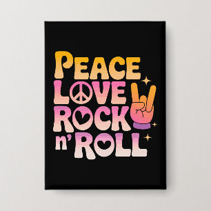 Peace Liebe Rock'n'Roll - Music-Inspiriert Typogra Button