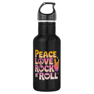 Peace Liebe Rock'n'Roll - Music-Inspiriert Typogra Edelstahlflasche