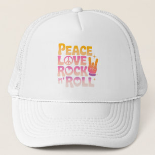 Peace Liebe Rock'n'Roll - Music-Inspiriert Typogra Truckerkappe