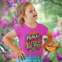 Peace Liebe RocknRoll Retro 70er Vintag Psychedeli Baby T-shirt