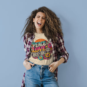 Peace Liebe RocknRoll Retro 70er Vintag Psychedeli T-Shirt