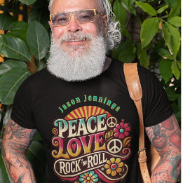 Peace Liebe RocknRoll Retro 70er Vintag Psychedeli T-Shirt