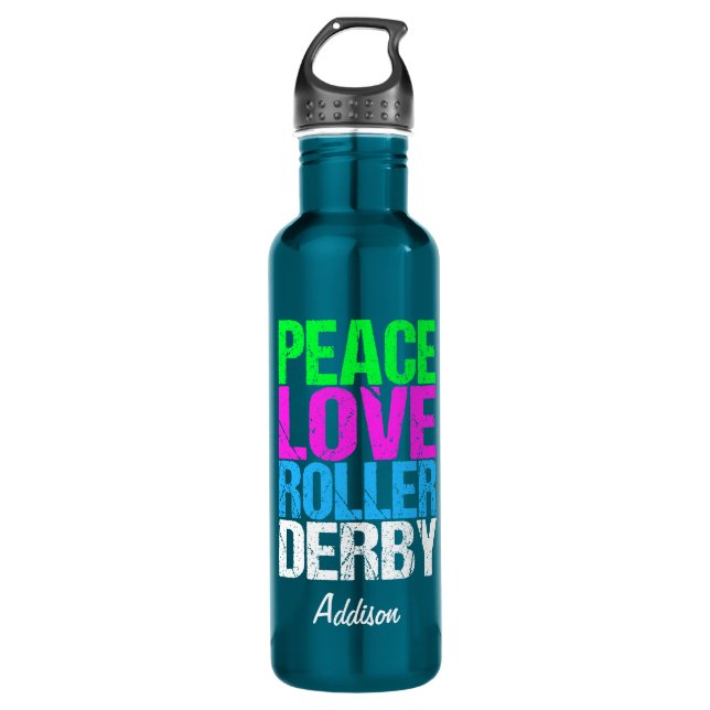 Peace Liebe Roller Derby Edelstahlflasche (Vorderseite)