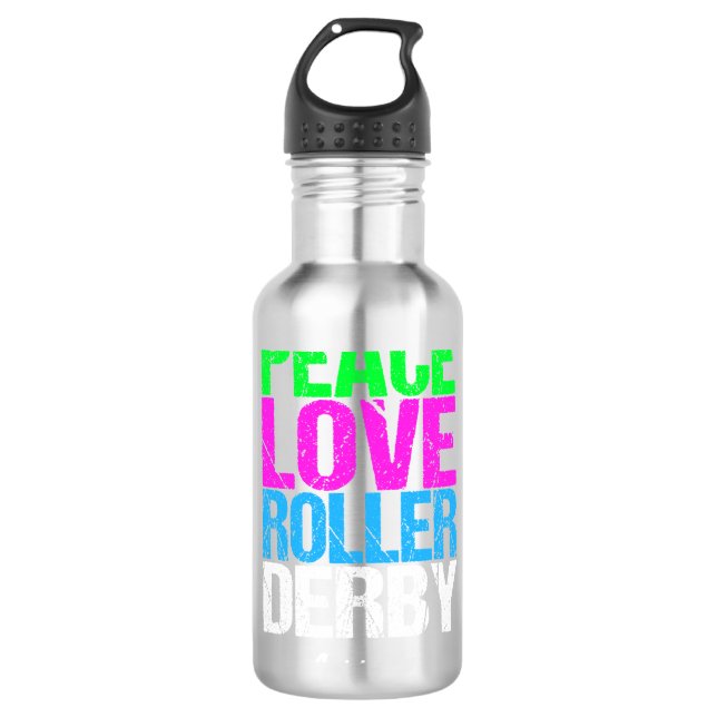 Peace Liebe Roller Derby Edelstahlflasche (Vorderseite)
