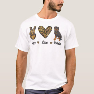 Peace Liebe Rottweiler Lover Pet Dog Welpe Owner L T-Shirt