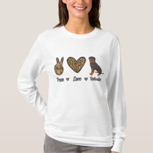 Peace Liebe Rottweiler Lover Pet Dog Welpe Owner L T-Shirt