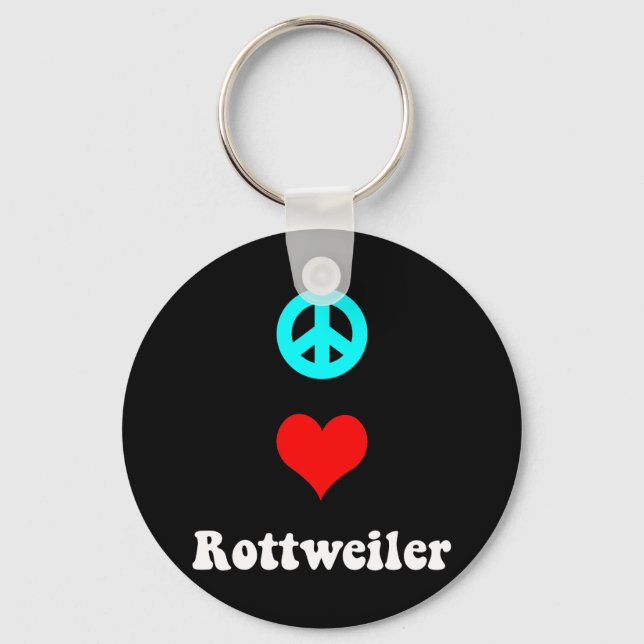 Peace Liebe Rottweiler Schlüsselanhänger (Vorderseite)