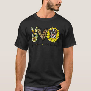 Peace Liebe Saint Bernard Dog Sunflower T-Shirt