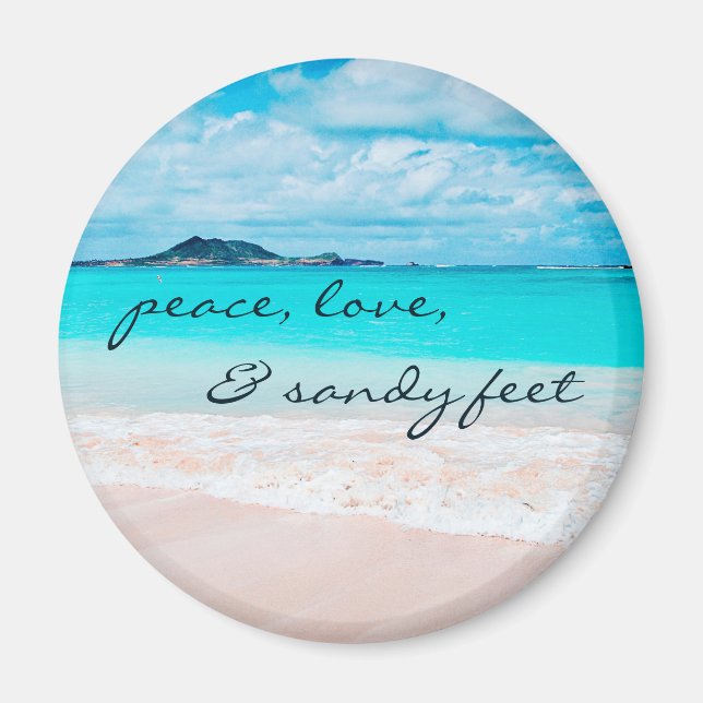 Peace Liebe Sandy Feet Hawaii Tropical Beach Foto Magnet (Vorne)