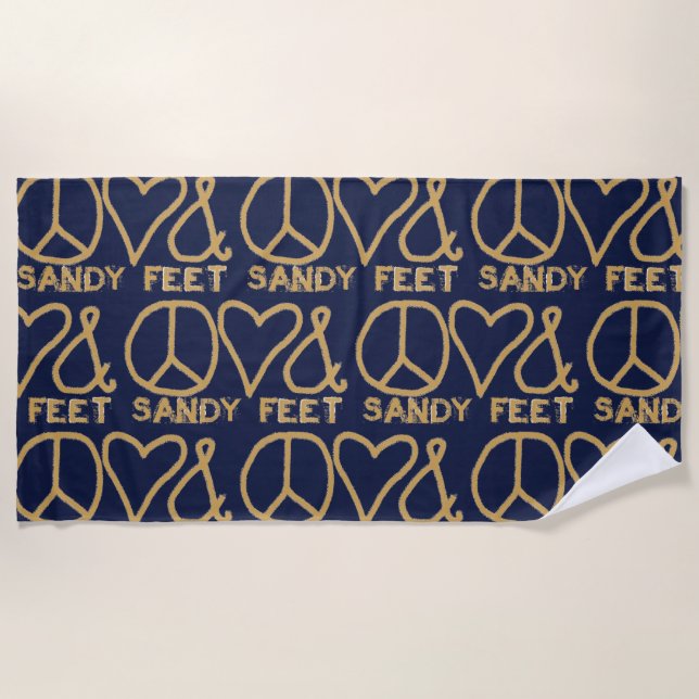 Peace Liebe & Sandy Feet Strandtuch (Vorderseite)