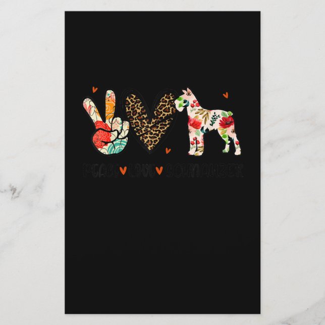 Peace Liebe Schnauzer Funny Gift Dog Lover Briefpapier (Vorderseite)