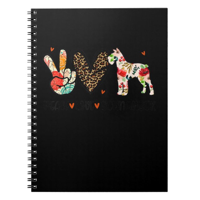 Peace Liebe Schnauzer Funny Gift Dog Lover Notizblock (Vorderseite)