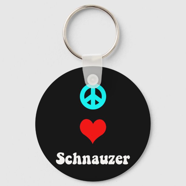 Peace Liebe Schnauzer Schlüsselanhänger (Vorderseite)