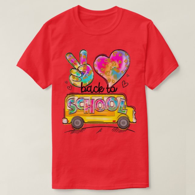 Peace Liebe School Busfahrer Niedlich zurück zur S T-Shirt (Design vorne)