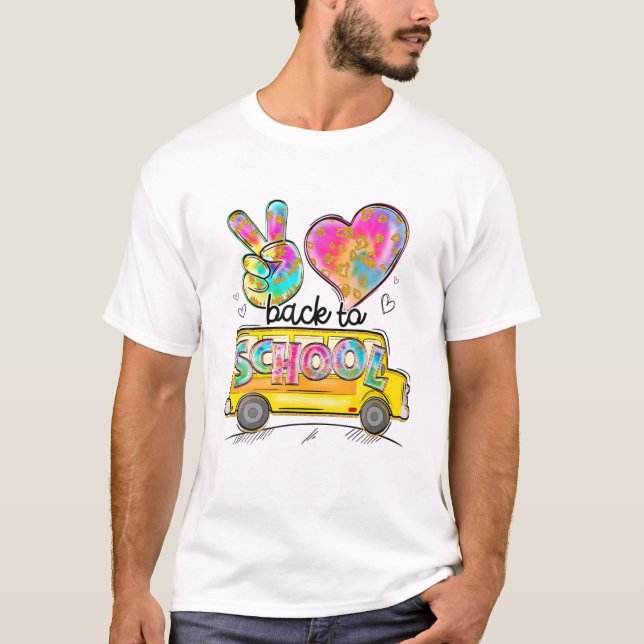 Peace Liebe School Busfahrer Niedlich zurück zur S T-Shirt (Vorderseite)