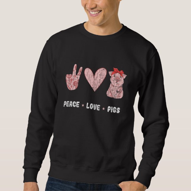Peace Liebe Schweine Guinea Eigentümer Grafik 1 Sweatshirt (Vorderseite)